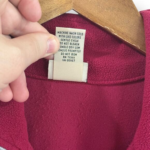LL Bean Sweater Womens Large Pink Magenta 1/4 Zip Fleece Outdoor Casual Pullover - Picture 3 of 10